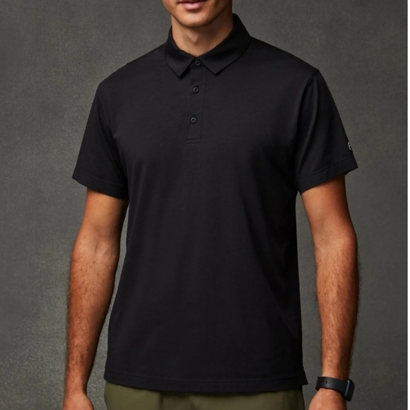 NWT Fabletics The 24/7 short sleeve polo in black Size small - Picture 2 of 5